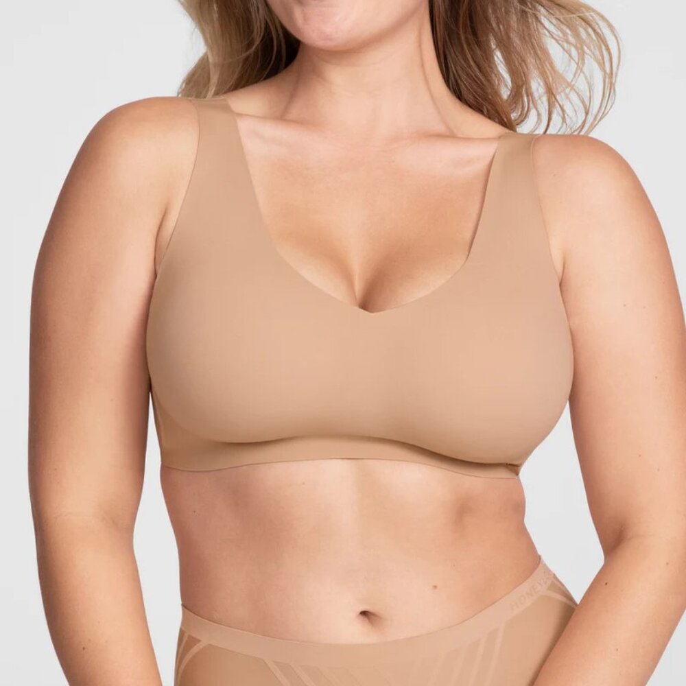 XL Honeylove V-Neck Bra in Sand (Beige)